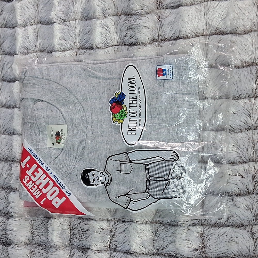 Vintage 1987 Fruit of the Loom Medium Gray Men's Pocket Tee